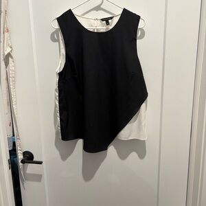 Banana Republic Black and White Asymmetrical Blouse